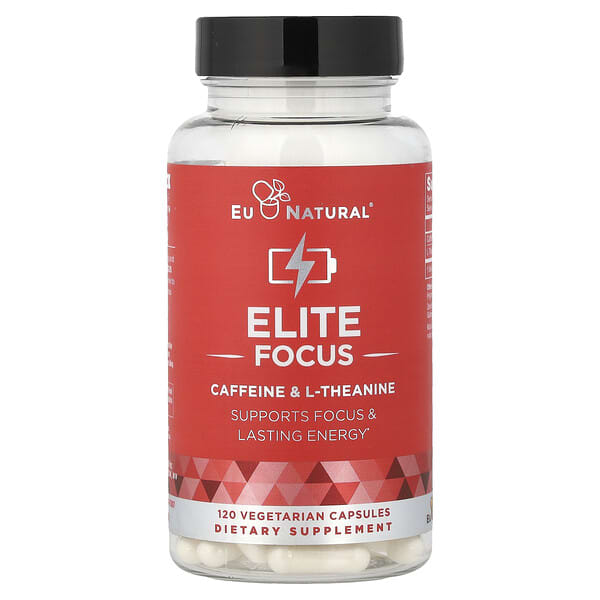 Eu Natural, Elite Focus, 카페인 & l-테아닌, 베지 캡슐 120정