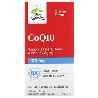 Terry Naturally, CoQ10, Laranja, 100 mg, 30 Comprimidos Mastigáveis