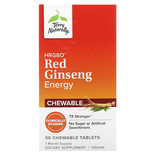 Terry Naturally, HRG80 Ginseng rouge Énergie, 30 comprimés à mâcher faciles