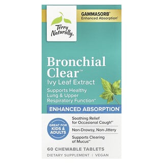 Terry Naturally, Bronchial Clear™, Extrait de feuille de lierre, 50 mg, 60 comprimés à croquer