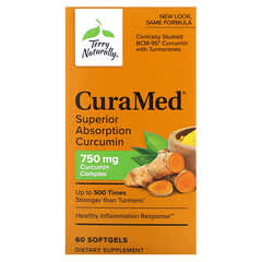Terry Naturally, CuraMed, Curcumina de absorción superior, 750 mg, 60 cápsulas blandas