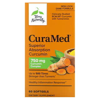 Terry Naturally, CuraMed, Curcumina de Absorção Superior, 750 mg, 60 Cápsulas Softgel