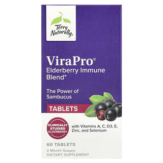 Terry Naturally, ViraPro, Mélange immunitaire aux baies de sureau, 60 comprimés