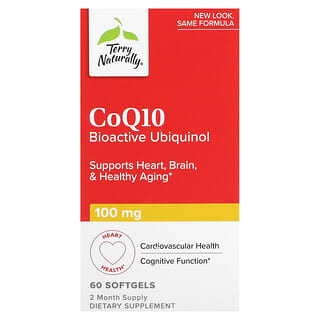 Terry Naturally, CoQ10, Ubiquinol Bioativo, 100 mg, 60 Cápsulas Softgel