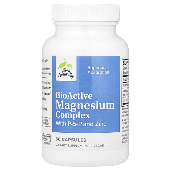 Terry Naturally, BioActive Magnesium Complex with P-5-P and Zinc, 60 Capsules — product photo 1
