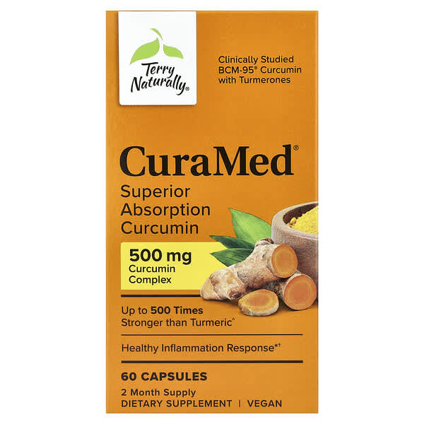 Terry Naturally, CuraMed®, Superior Absorption Curcumin, 500 mg, 60 Capsules — product photo 1