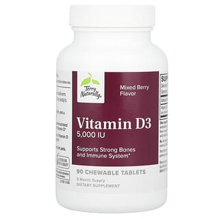 Terry Naturally, витамин D3, ягодное ассорти, 5000 МЕ, 90 жевательных таблеток