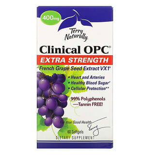 Terry Naturally, Clinical OPC, Força Extra, 400 mg, 60 Cápsulas Softgel