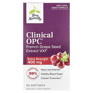 Terry Naturally, Clinical OPC, Força Extra, 400 mg, 60 Cápsulas Softgel