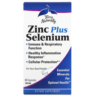 Terry Naturally, Zinc et sélénium, 60 capsules vegan