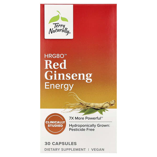 Terry Naturally HRG80™ Red Ginseng Energy, 30 Capsules (200 mg per Capsule)