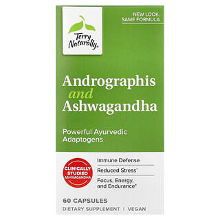 Terry Naturally, Andrographis ve Ashwagandha, 60 Kapsül