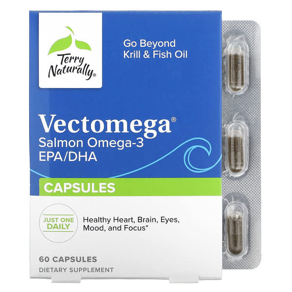 Vectomega, Salmon Omega-3 EPA/DHA, 60 Capsules (214 mg per Capsule)