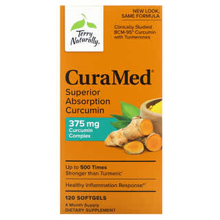 Terry Naturally, CuraMed, Curcumina de Absorção Superior, 375 mg, 120 Cápsulas Softgel