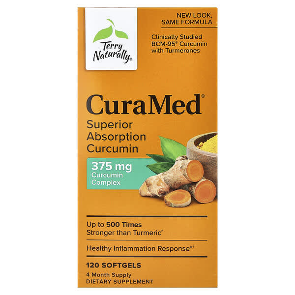 Terry Naturally, CuraMed, 흡수력 강화 커큐민, 375mg, 소프트젤 120정