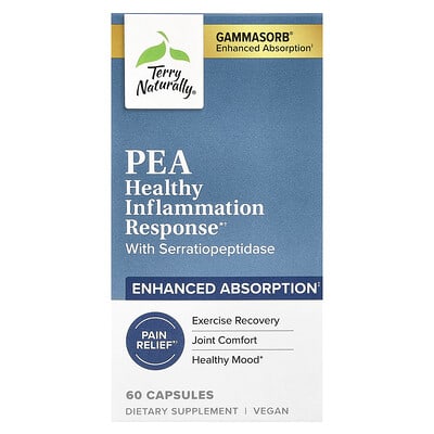 Terry Naturally, PEA Healthy Inflammation Formula with Serrapeptase, 60 Capsules