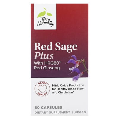 Terry Naturally, Red Sage with HRG80 Red Ginseng, 30 Capsules