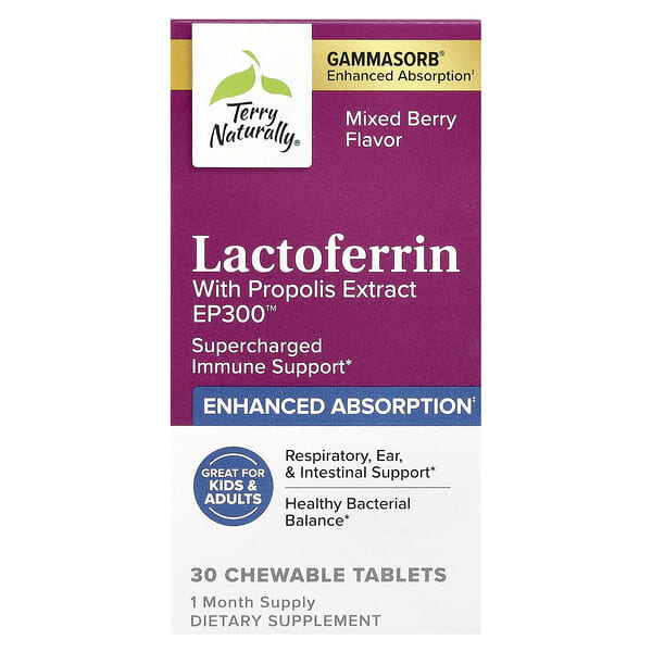 Lactoferrin With Propolis Extract, Mixed Berry, 30 Chewable Tablets