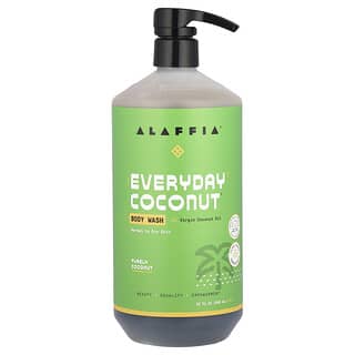 Alaffia, Tous les jours, Noix de coco, Gel douche, Peaux normales à sèches, Noix de coco pure, 950 ml