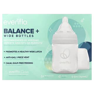 Evenflo Feeding, Balance+  Wide Bottles, Slow Flow, 0+ Months, 3 Bottles, 5 oz (150 ml) Each