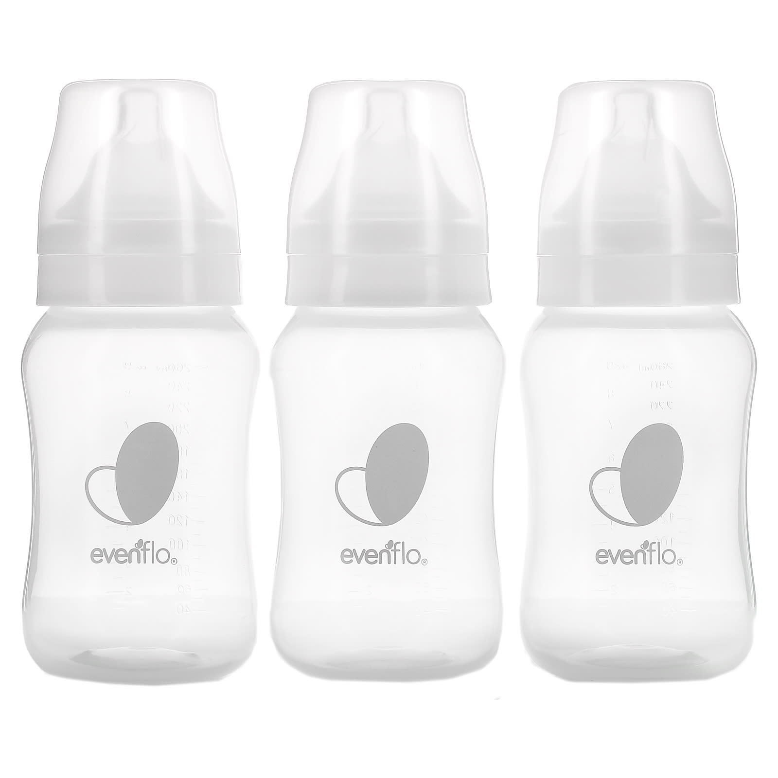 Evenflo Feeding, Balance+ Bottles, Wide, 0+ Months, Slow Flow, 3