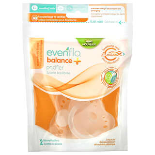 Evenflo Feeding, Balance+ Pacifier, 6+ Months, 2 Silicone Pacifiers