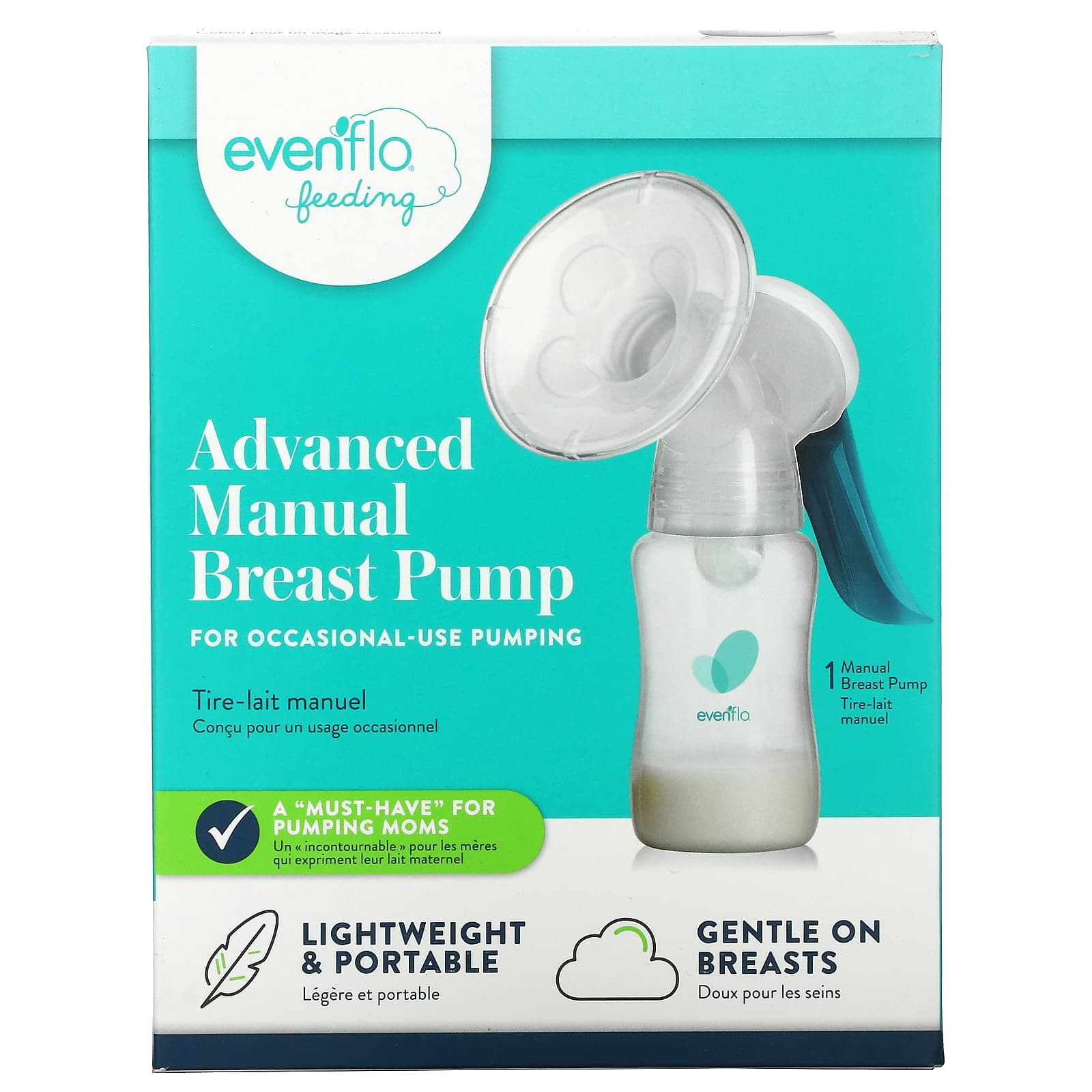 Evenflo Manual Breast Pump BPA Free Portable Adjustable Speed Factory Sealed 