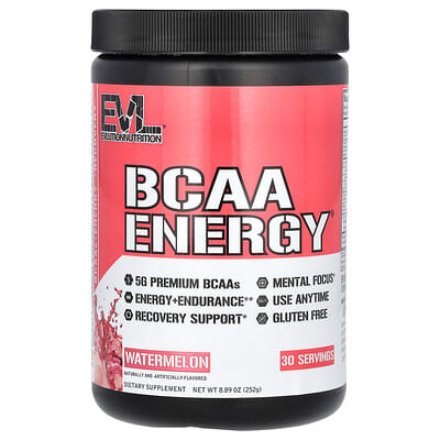 EVLution Nutrition, BCAA Energy®, Watermelon Flavor, 8.89 oz (252 g)