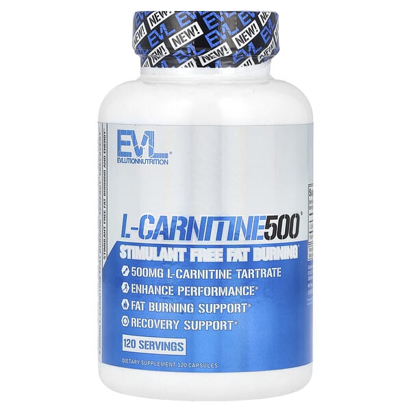 EVLution Nutrition, L-CARNITINE500，無興奮成分燃脂劑，120 粒膠囊