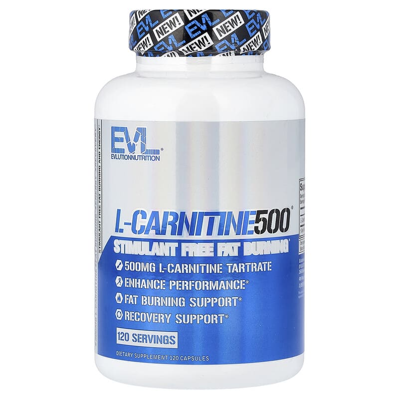 L-Carnitine500®, Suplemento de L-carnitina, 500 mg, 120 cápsulas