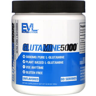 EVLution Nutrition, Glutamina 5000, Sin sabor, 5000 mg, 300 g (10,58 oz)