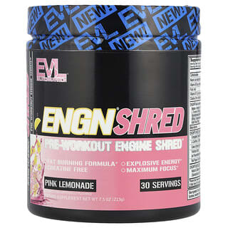 EVLution Nutrition, ENGN Shred, Motor de trituración preentrenamiento, Limonada rosa, 213 g (7,5 oz)