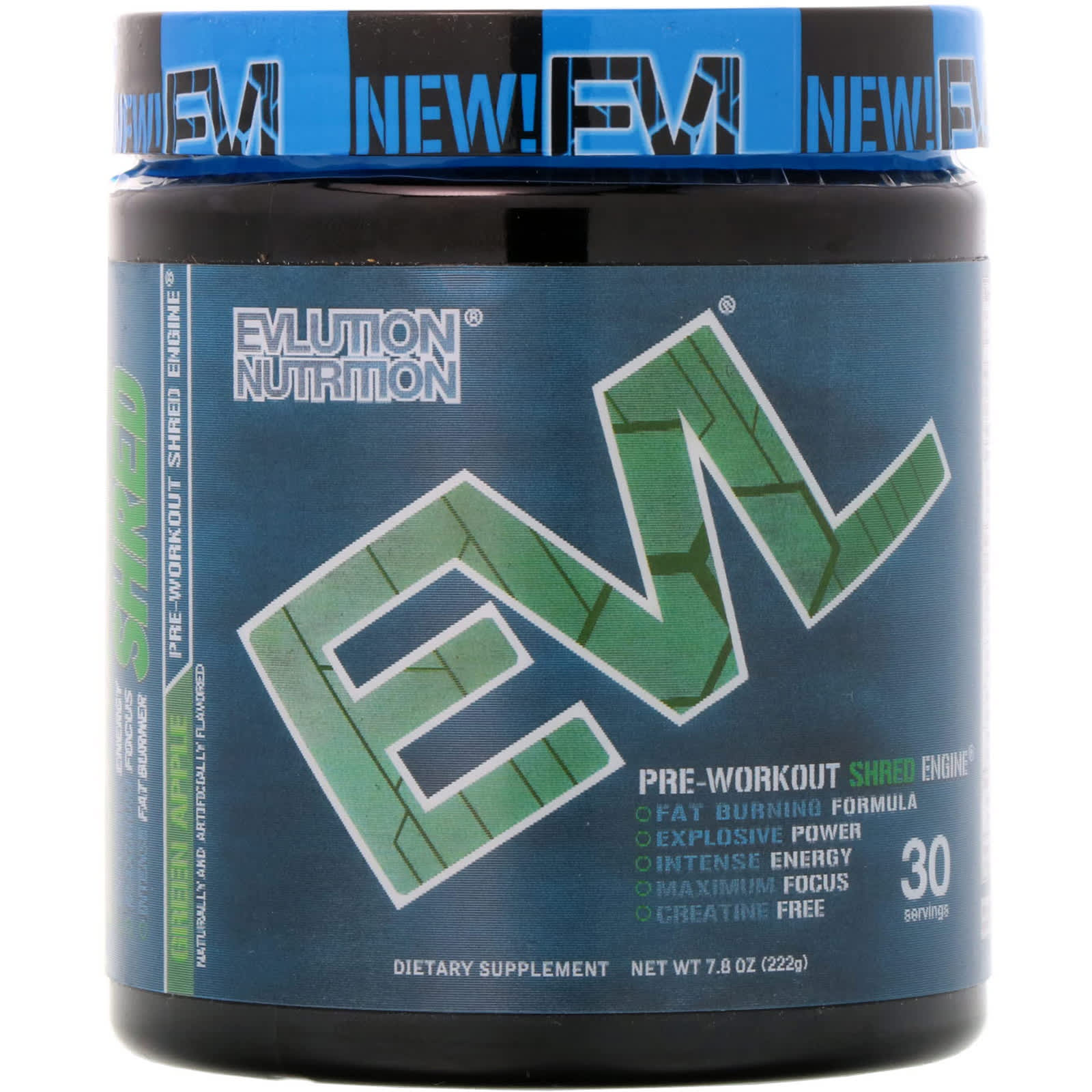 EVLution Nutrition, ENGN Shred, PreWorkout Shred Engine, Green Apple