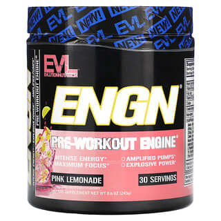 EVLution Nutrition, ENGN（エンジン）、Pre-Workout Engine（プレワークアウト エンジン）、ピンクレモネード、243g（8.6オンス）