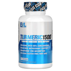 EVLution Nutrition, Turmeric1500, Turmeric Curcumin with Bioperine, 90 Veggie Capsules