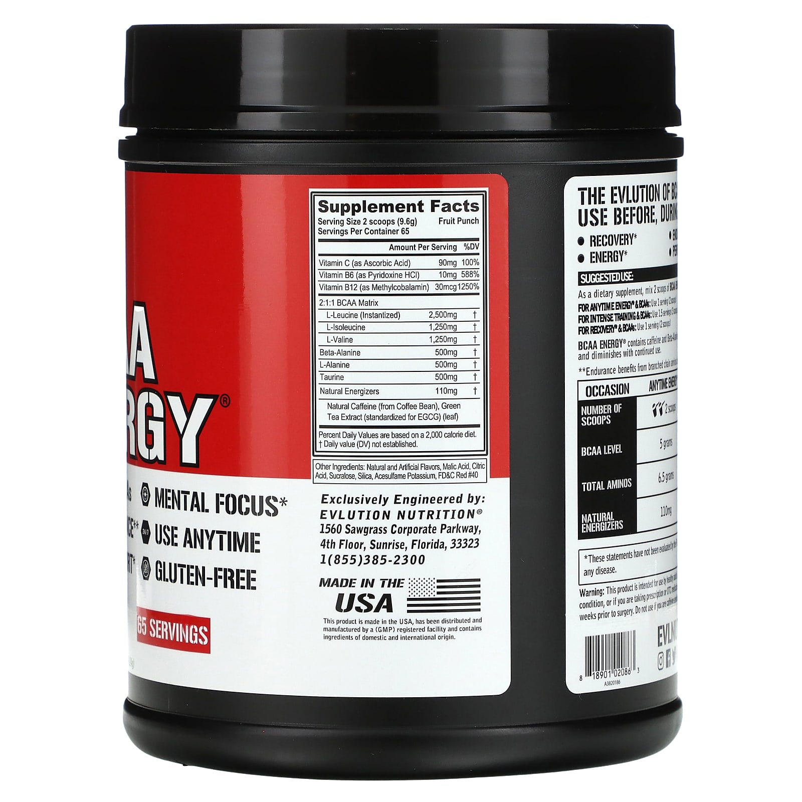 EVLution Nutrition, BCAA Energy, Fruit Punch, 22.01 oz (624 g)