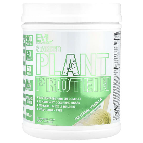 Stacked Plant Protein, Natural Vanilla, 1.5 lb (680 g)