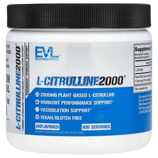 EVLution Nutrition, L-Citrulline 2000, L-цитруллин, без добавок, 200 г (7,5 унции)