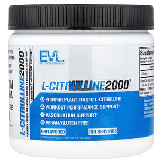 EVLution Nutrition, L-Citrulline 2000, L-цитруллин, без добавок, 200 г (7,5 унции)
