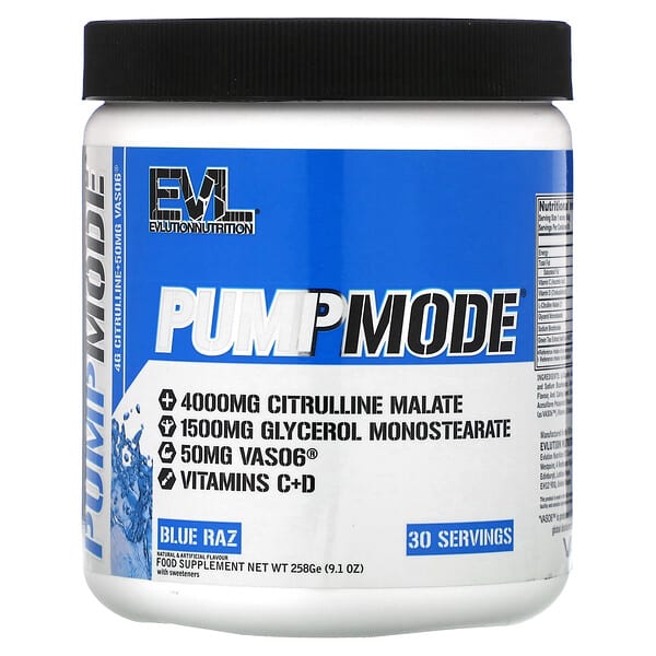 EVLution Nutrition, PumpMode, 블루 라즈, 258g(9.1oz)