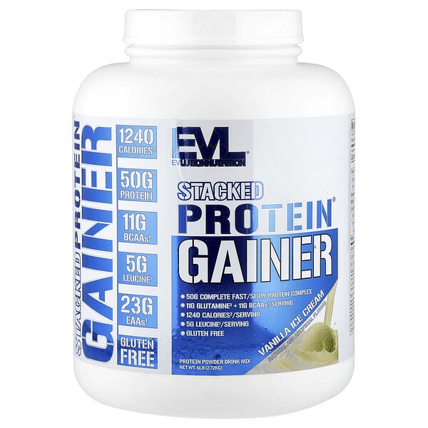 EVLution Nutrition Stacked Protein® Gainer, Vanilla Ice Cream, 6 lb (2.72 kg)