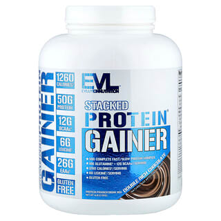 EVLution Nutrition, Stacked Protein Gainer, dupla gazdag csokoládé, 2,72 kg