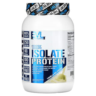 EVLution Nutrition, 100% عزل بروتين، بنكهة مثلجات الفانيليا، 1.6 رطل (726 كجم)