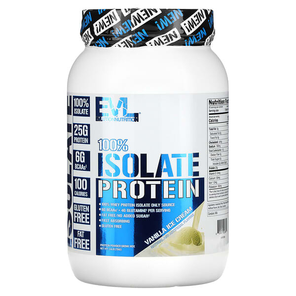 EVLution Nutrition, 100% Isolate Protein, Vanilla Ice Cream, 1.6 lb (726 g)