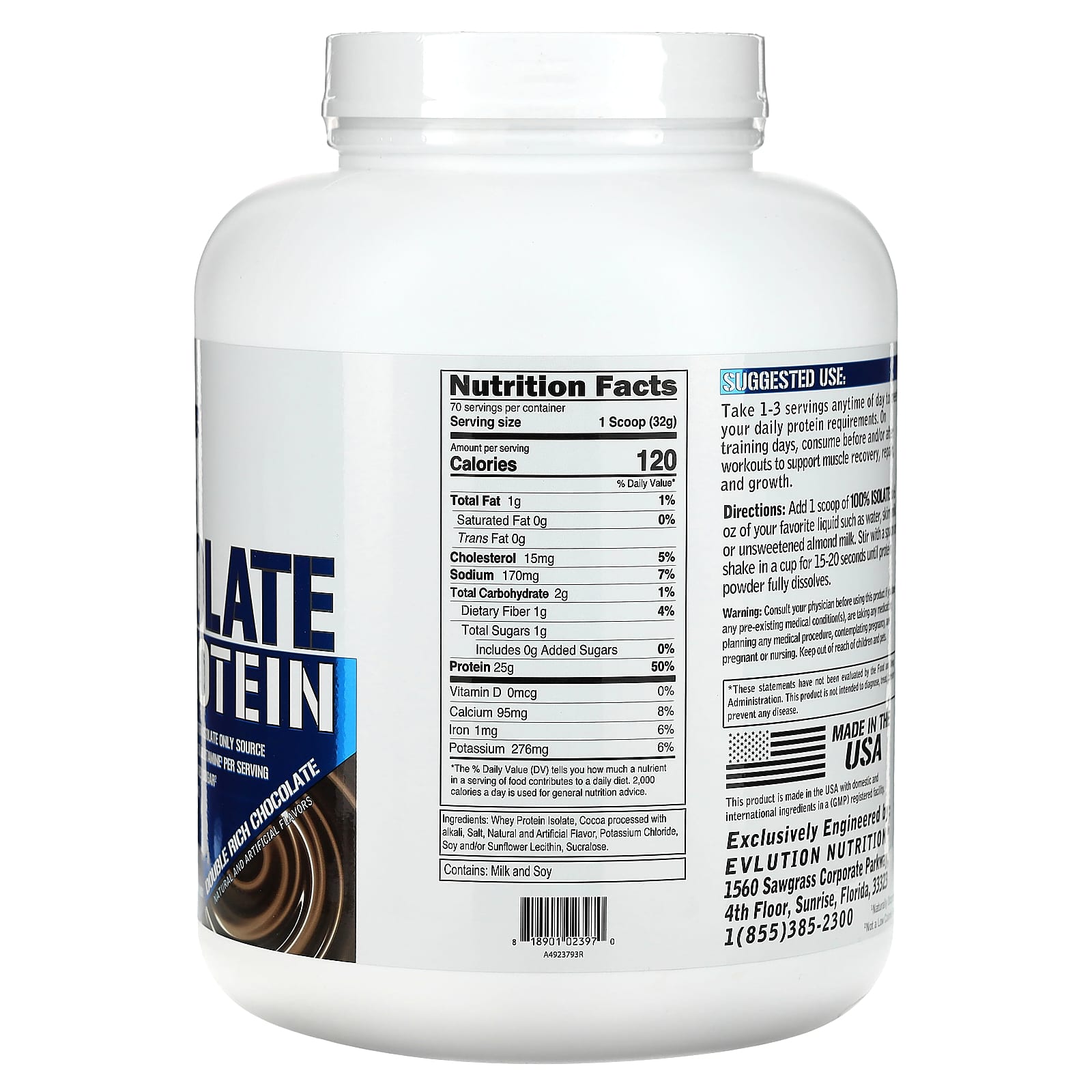 Evlution Nutrition 100 Isolate Protein Double Rich Chocolate 5 Lb 2268 Kg 4471