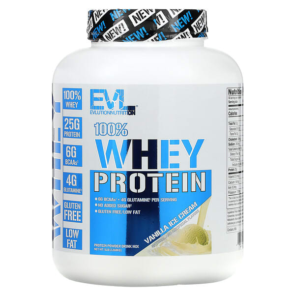 EVLution Nutrition, 全乳清蛋白，香草霜淇淋味，5 磅（2.268 千克）