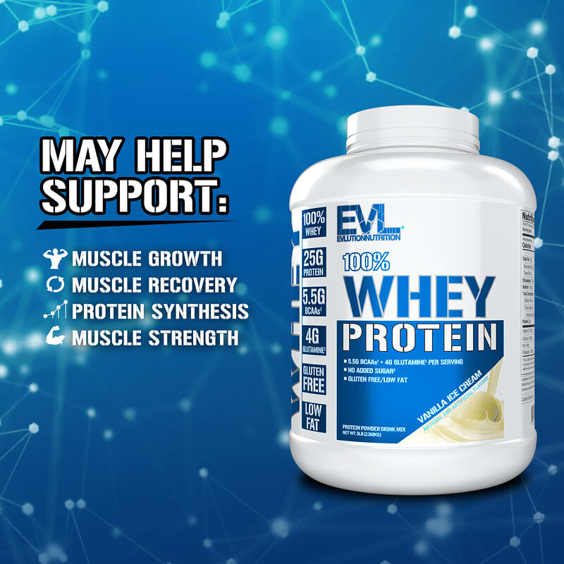100% Whey Protein, Vanilla Ice Cream, 5 lb (2,268 kg)