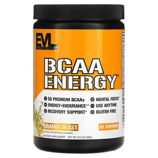 EVLution Nutrition, BCAA Energy（BCAA［分岐鎖アミノ酸］エネルギー）、オレンジブラスト、285g（10.1オンス）