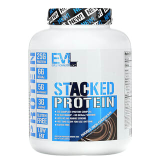EVLution Nutrition, Proteína apilada, Chocolate doblemente intenso`` 2268 kg (5 lb)
