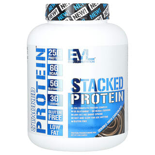 EVLution Nutrition, Yığılmış Protein, Çift Zengin Çikolata, 5 lb (2.268 kg)